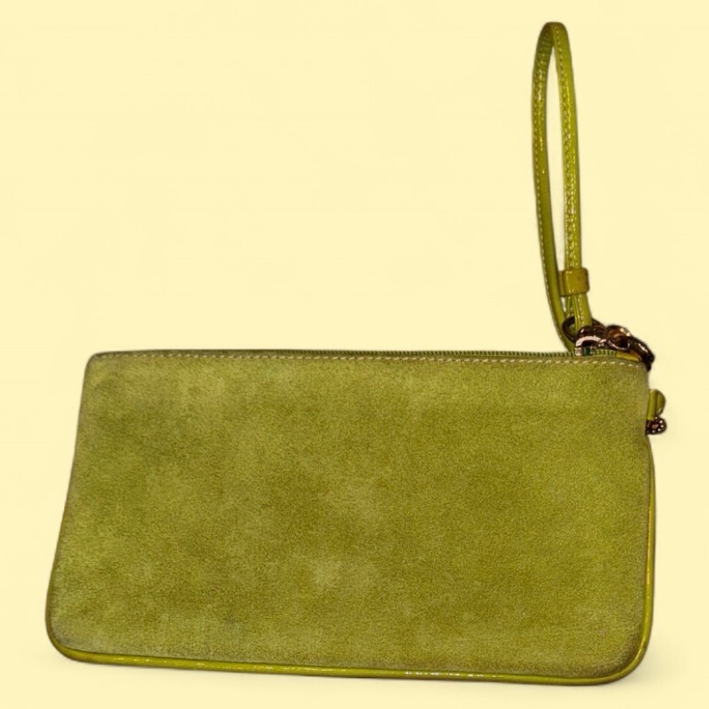Lime Green Suede Coach Wristlet - Picture 4 of 4